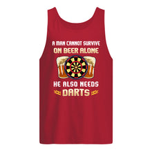 Load image into Gallery viewer, A Man Cannot Survive On Beer Alone He Also Needs Darts Trending Unisex Tank Top
