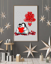 Load image into Gallery viewer, Penguin Forever Love With Red Heart Balloon Gift For Penguin Lovers Vertical Poster
