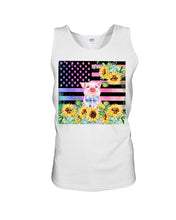 Load image into Gallery viewer, Pig America Flag Sunflower Special Custom Design Unisex Tank Top
