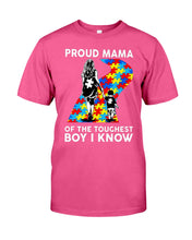 Load image into Gallery viewer, Proud Mama Of The Touchest Boy I Know Autism's Day Gift Guys Tee
