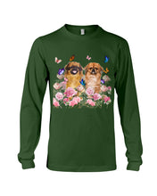 Load image into Gallery viewer, Pekingese With Peonies Gift For Dog Lovers Unisex Long Sleeve
