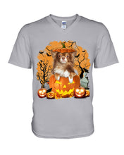 Load image into Gallery viewer, Chihuahua Book Pumpkin Halloween Gift For Dog Lovers Guys V-Neck
