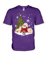 Load image into Gallery viewer, Funny Golden Retrievers Sleep In Red Boots Gift For Dog Lovers Guys V-Neck

