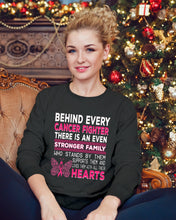 Load image into Gallery viewer, Behind Every Breast Cancer Fighter There Is An Even Stronger Family Sweatshirt
