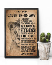 Load image into Gallery viewer, Present For  Daughter-in-law It Was My Son's Choice    Custom Design Vertical Poster
