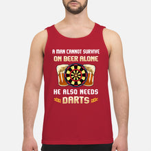 Load image into Gallery viewer, A Man Cannot Survive On Beer Alone He Also Needs Darts Trending Unisex Tank Top
