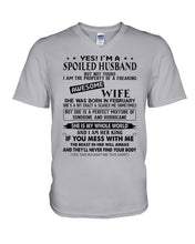 Load image into Gallery viewer, I'm A Spolied Husband But Not Yours  - Awesome Wife Was Born In February Guys V-Neck
