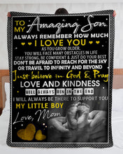 Load image into Gallery viewer, Just Believe In God And Pray Mama Gift For Son Sherpa Blanket
