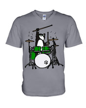 Load image into Gallery viewer, Funny Cat Playing Drums Great Gift For Cat Lovers Guys V-Neck
