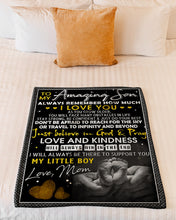 Load image into Gallery viewer, Just Believe In God And Pray Mama Gift For Son Fleece Blanket
