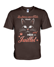 Load image into Gallery viewer, Les Dames Au Chats Vrais Sont Nees En Juillet Guys V-Neck
