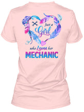 Load image into Gallery viewer, Vintage Funny Just A Girl Who Loves Her Mechanic Ladies Tee
