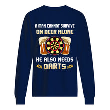 Load image into Gallery viewer, A Man Cannot Survive On Beer Alone He Also Needs Darts Trending Sweatshirt
