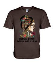 Load image into Gallery viewer, Nerdy Dirty Inked And Curvy Funny Gift For Friends Guys V-Neck
