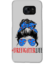 Load image into Gallery viewer, Firefighter Make You Life Safe Lady With Blue Ribbonhead Gift For Women Phone case
