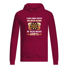 Load image into Gallery viewer, A Man Cannot Survive On Beer Alone He Also Needs Darts Trending Hoodie
