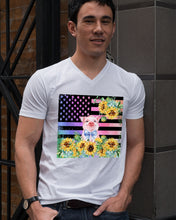 Load image into Gallery viewer, Pig America Flag Sunflower Special Custom Design Guys V-Neck
