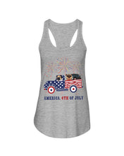 Load image into Gallery viewer, America 4th Of July Truck Pug Gift For Dog Lovers Ladies Flowy Tank
