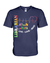 Load image into Gallery viewer, Librarian Live Love Read Special Custom Design Guys V-Neck
