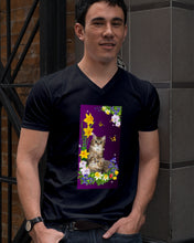 Load image into Gallery viewer, Flowers Under Butterfly Purple With Cat Gift For Cat Lovers Guys V-Neck
