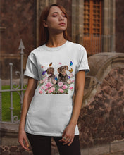 Load image into Gallery viewer, German Wirehaired Pointer With Peonies Gift For Dog Lovers Guys Tee
