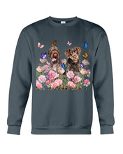 Load image into Gallery viewer, German Wirehaired Pointer With Peonies Gift For Dog Lovers Sweatshirt
