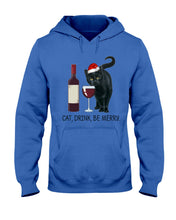 Load image into Gallery viewer, Cat Drink And Be Merry Meaningful Gift For Women Hoodie
