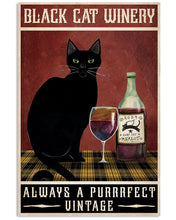 Load image into Gallery viewer, Black Cat Winery Always A Purrrfect Vintage Unique Custom Design Vertical Poster
