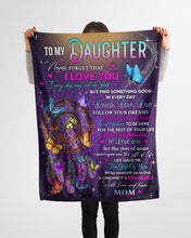 Load image into Gallery viewer, Dreamcatcher With Purple Feather Mom Gift For Daughter Believe In Yourself Fleece Blanket

