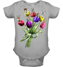 Load image into Gallery viewer, Vintage Funny Donkey With Tulip Trending For Donkey Lovers Baby Onesie
