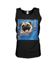 Load image into Gallery viewer, baby Pug In Denim Pocket Gift For Dog Lovers Unisex Tank Top
