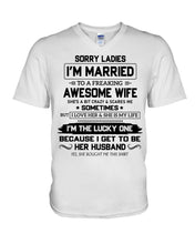 Load image into Gallery viewer, I'm The Lucky One Because I Get To Be Her Husband Gift For Husband Guys V-Neck
