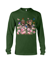 Load image into Gallery viewer, German Wirehaired Pointer With Peonies Gift For Dog Lovers Unisex Long Sleeve
