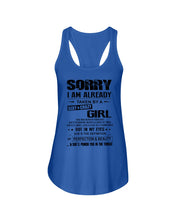 Load image into Gallery viewer, I'm Already Taken By A Sexy And Crazy Girl She Was Born In February Ladies Flowy Tank
