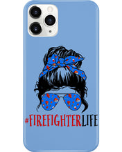 Load image into Gallery viewer, Firefighter Make You Life Safe Lady With Blue Ribbonhead Gift For Women Phone case
