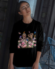 Load image into Gallery viewer, German Wirehaired Pointer With Peonies Gift For Dog Lovers Unisex Long Sleeve
