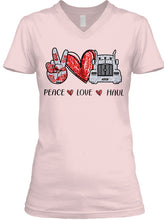 Load image into Gallery viewer, Peace Love Haul Trending Gift For Friends Ladies V-Neck
