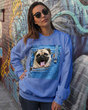 Load image into Gallery viewer, baby Pug In Denim Pocket Gift For Dog Lovers Sweatshirt

