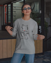 Load image into Gallery viewer, Life Better With Cats  Unique Custom Design For Cat Lovers Unisex Long Sleeve
