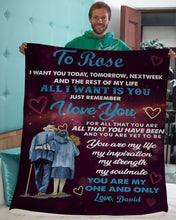 Load image into Gallery viewer, Custom Name Husband David Gift For Wife rose All I Want Is You Sherpa Blanket
