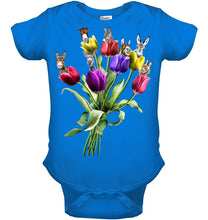 Load image into Gallery viewer, Vintage Funny Donkey With Tulip Trending For Donkey Lovers Baby Onesie
