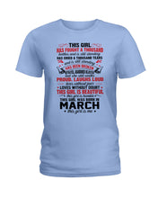 Load image into Gallery viewer, This Girl Has Fought A Thousand This Girl Was Born In March Ladies Tee
