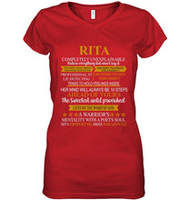 Load image into Gallery viewer, Rita Custom Name Gift A Warrior's Mentality With A Poet's Soul Ladies V-Neck
