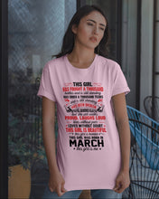 Load image into Gallery viewer, This Girl Has Fought A Thousand This Girl Was Born In March Guys Tee
