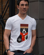 Load image into Gallery viewer, Santa Border Collie In Stock Gift For Dog Lovers Guys V-Neck
