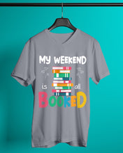 Load image into Gallery viewer, Vintage Funny My Weekend Booked Gift For Book Lovers Guys V-Neck
