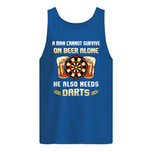 Load image into Gallery viewer, A Man Cannot Survive On Beer Alone He Also Needs Darts Trending Unisex Tank Top
