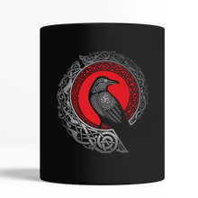 Load image into Gallery viewer, Raven Viking Culture Celtic Design Gray And Red Black Mug
