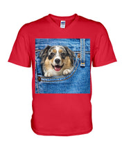 Load image into Gallery viewer, Australian Shepherd In Denim Pocket Gift For Dog Lovers Guys V-Neck
