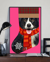 Load image into Gallery viewer, Santa Border Collie In Stock Gift For Dog Lovers Vertical Poster
